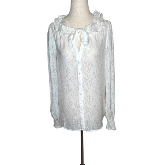 NWOT Paige Dianna Ruffle Silk White Blouse – Sz Small - Picture 13 of 15